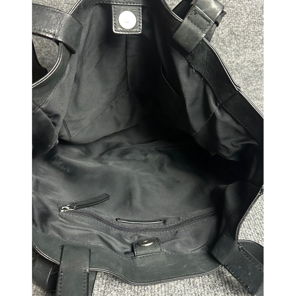 Lucky Brand Lysa leather tote asymmetrical straps buckle studs slouchy black - Picture 7 of 12